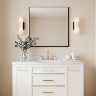 Yorix Alabaster Tube Bronze Finish Wall Sconce