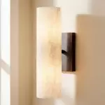 Yorix Alabaster Tube Bronze Finish Wall Sconce