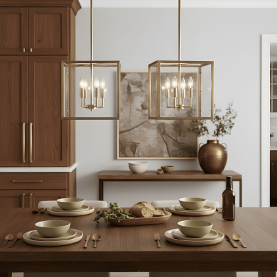 Bralen Rustic Square Lantern Glass Pendant Light