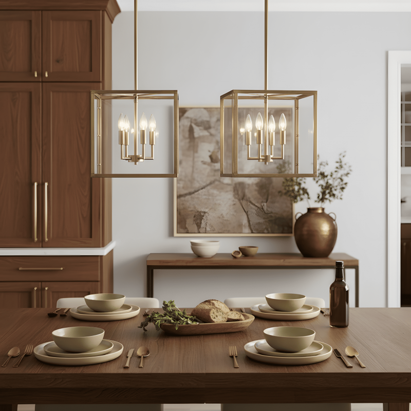 Bralen Rustic Square Lantern Glass Pendant Light