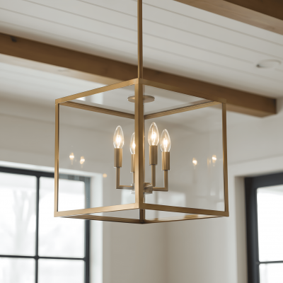 Bralen Rustic Square Lantern Glass Pendant Light