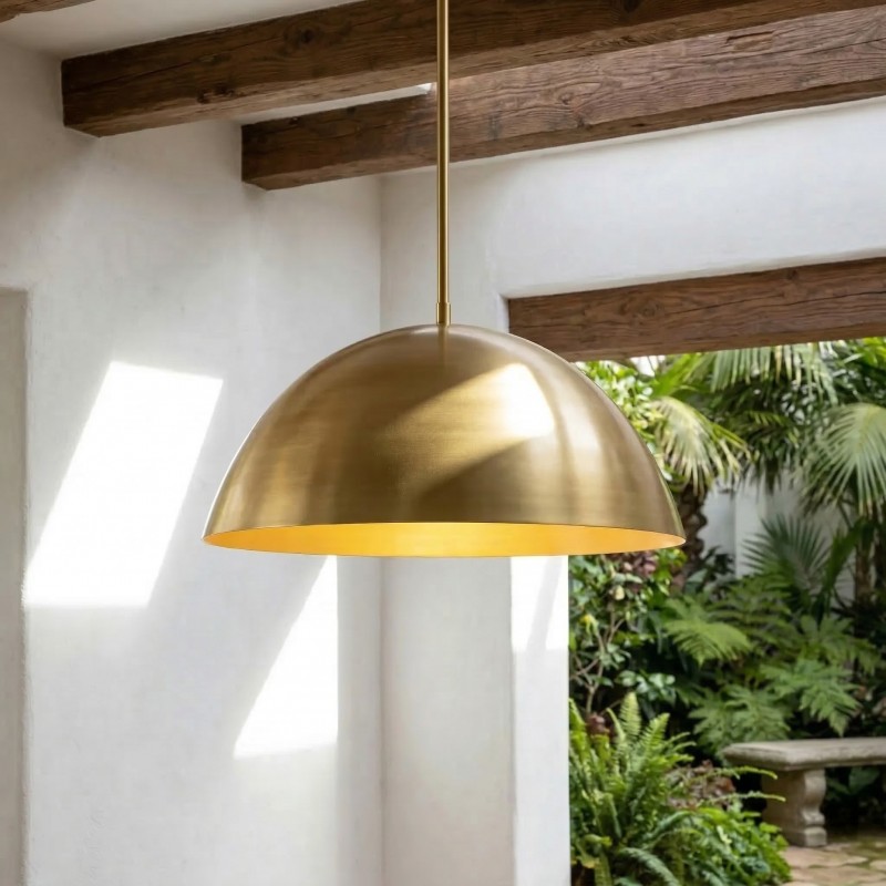 Deryn Farmhouse Brass Dome Pendant Light