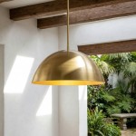 Deryn Farmhouse Brass Dome Pendant Light