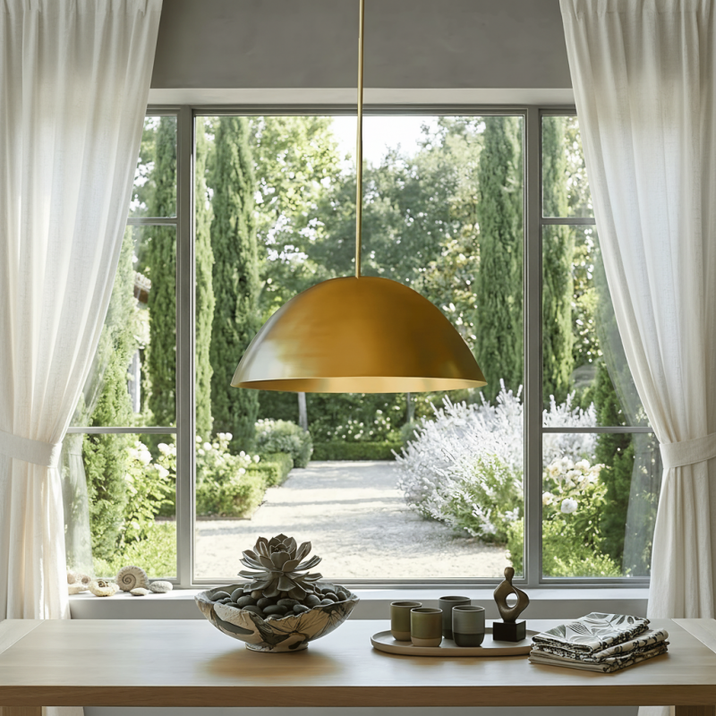 Deryn Farmhouse Brass Dome Pendant Light