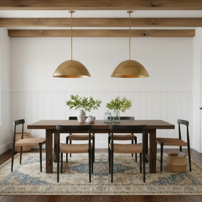 Deryn Farmhouse Brass Dome Pendant Light