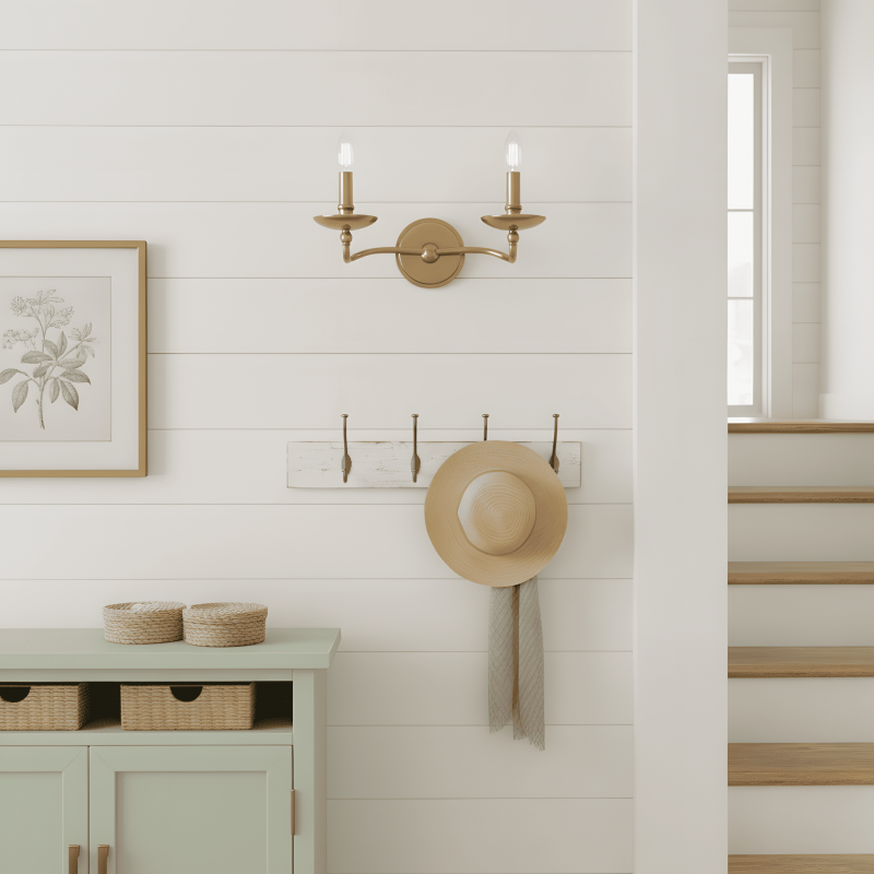 Calvert Vintage Candle Shape Metal 1/2 Light Wall Light