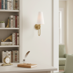 Azon Country Linen Brass Swan Neck Wall Light