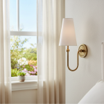 Azon Country Linen Brass Swan Neck Wall Light