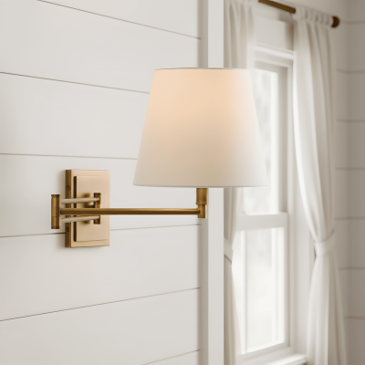 Lutyens Wabi-sabi Iron Swing Arm Fabric Wall Light