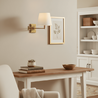 Lutyens Wabi-sabi Iron Swing Arm Fabric Wall Light