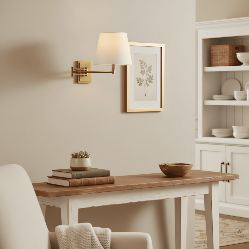 Lutyens Wabi-sabi Iron Swing Arm Fabric Wall Light