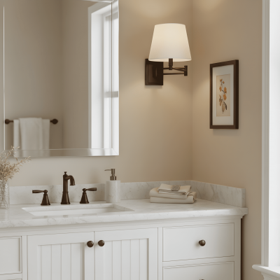 Lutyens Wabi-sabi Iron Swing Arm Fabric Wall Light