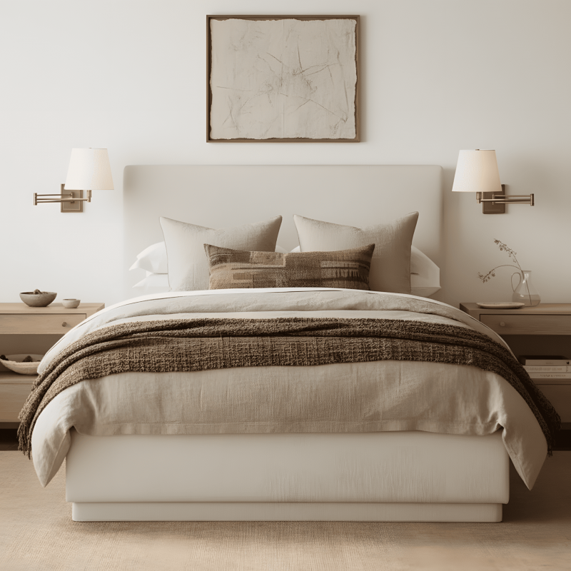 Lutyens Wabi-sabi Iron Swing Arm Fabric Wall Light