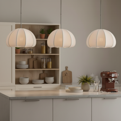 Vivienne Modern Scalloped Bubble Linen Pendant Light