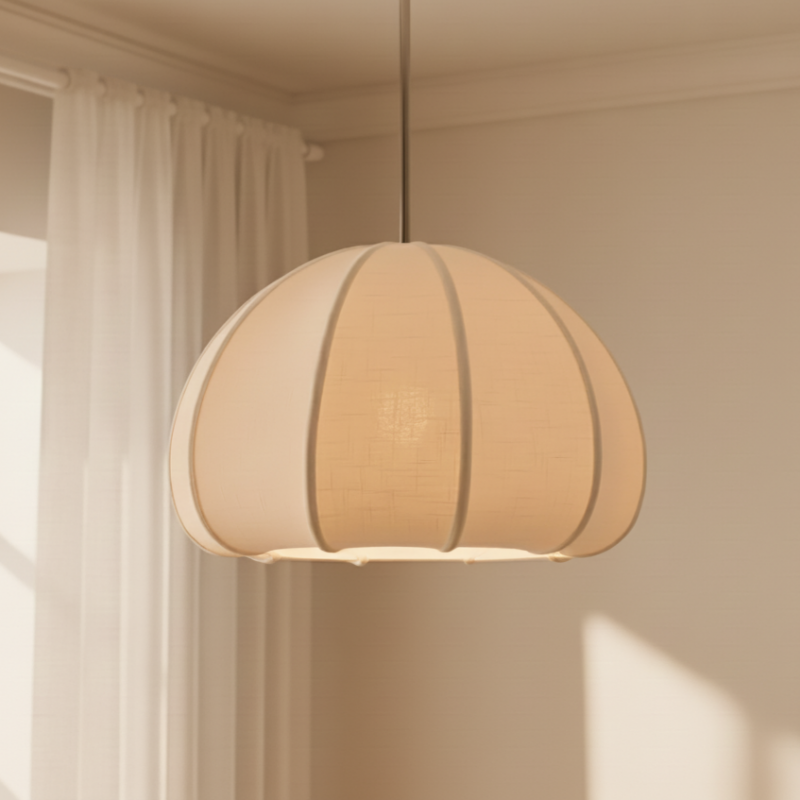 Vivienne Modern Scalloped Bubble Linen Pendant Light