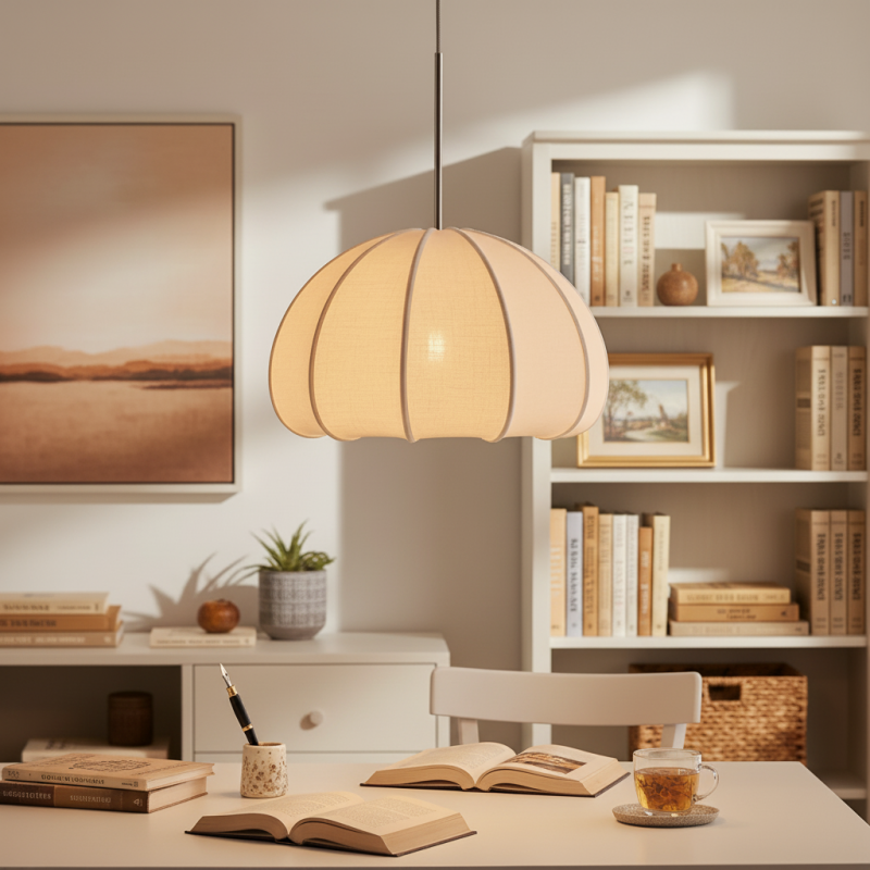 Vivienne Modern Scalloped Bubble Linen Pendant Light