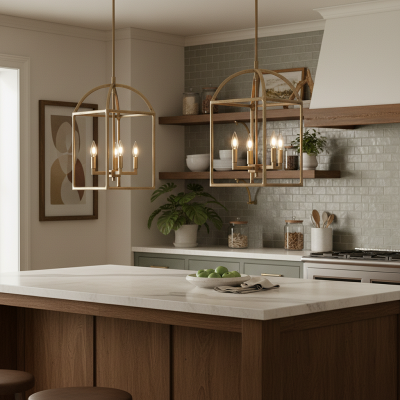 Burberry Industrial 4-Light Lantern Iron Pendant Light