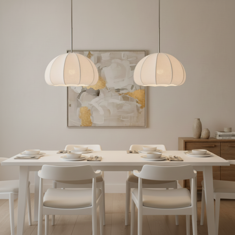 Vivienne Modern Scalloped Bubble Linen Pendant Light