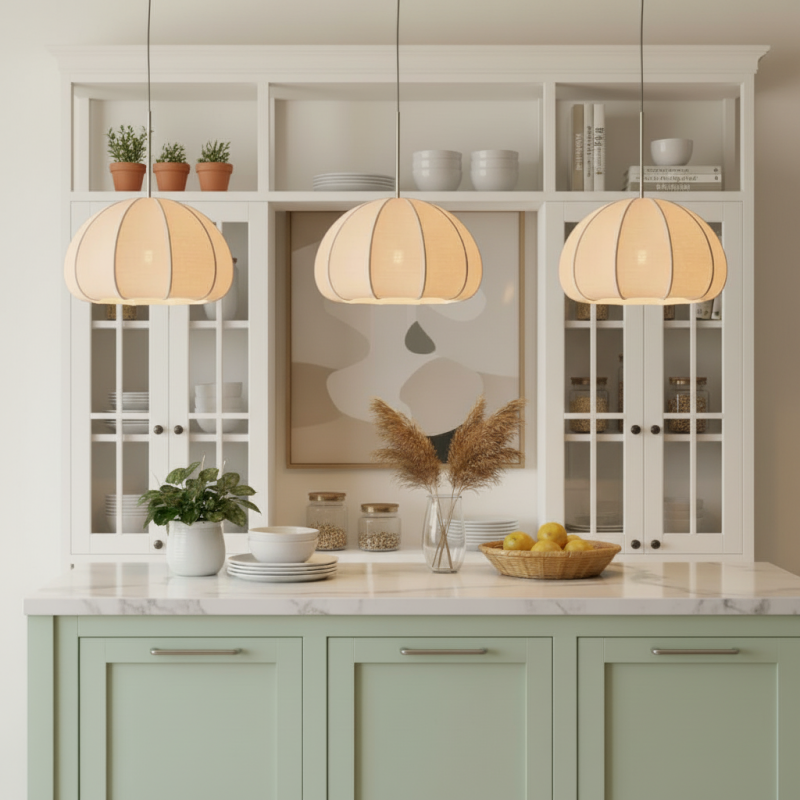 Vivienne Modern Scalloped Bubble Linen Pendant Light