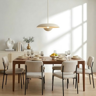 Iirav Minimalist Cream Metal Disc Pendant Light