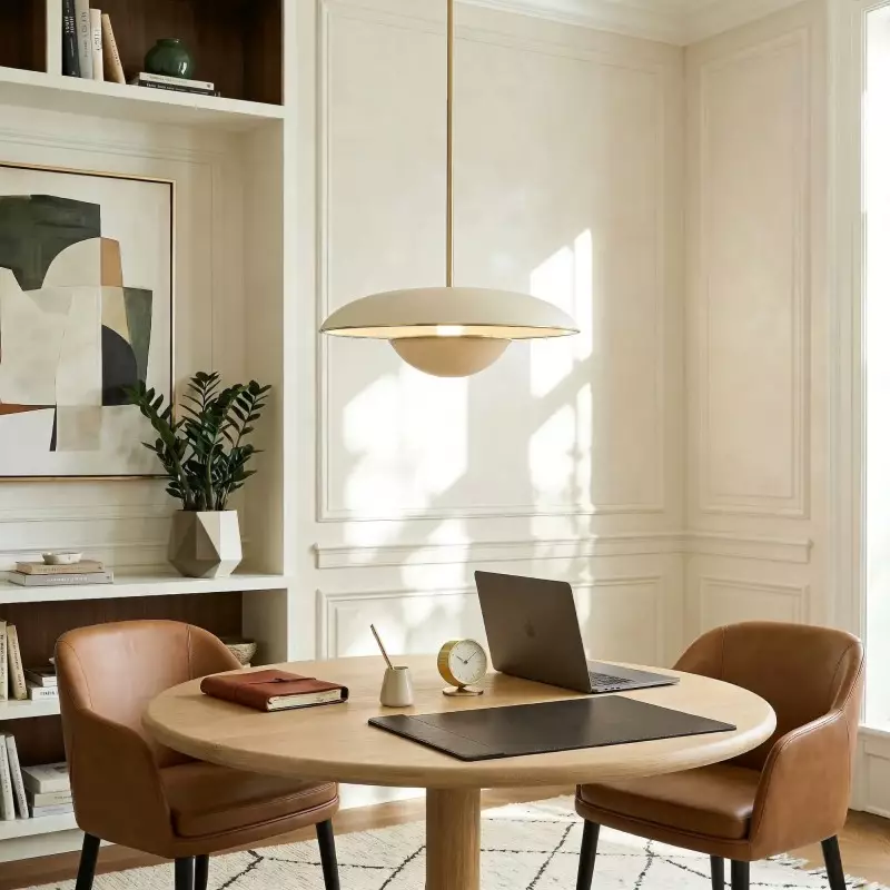 Iirav Minimalist Cream Metal Disc Pendant Light