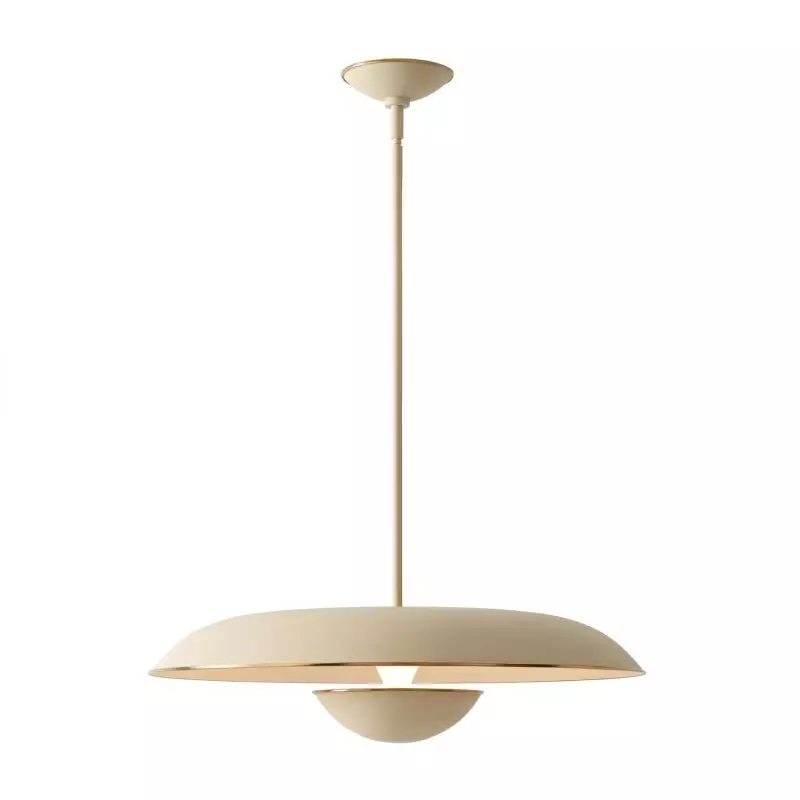 Iirav Minimalist Cream Metal Disc Pendant Light