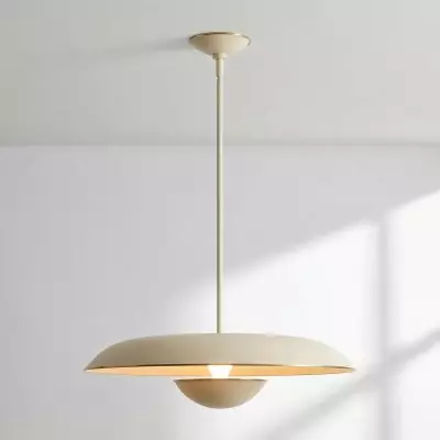 Iirav Minimalist Cream Metal Disc Pendant Light