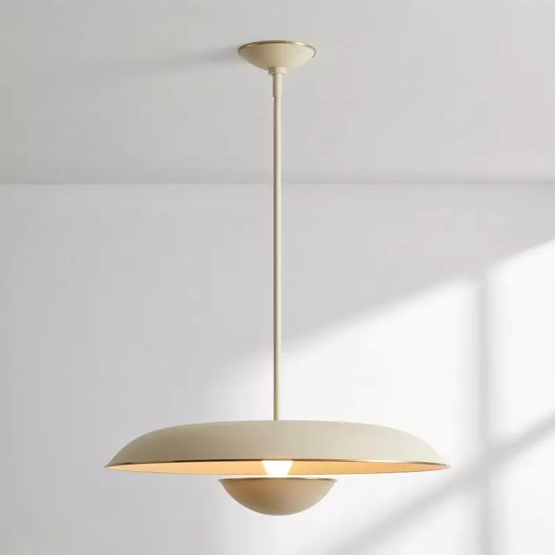 Iirav Minimalist Cream Metal Disc Pendant Light