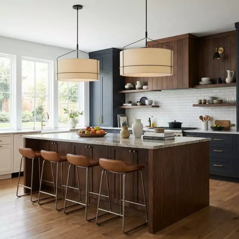 Bravos Rustic White Fabric Drum Pendant Light