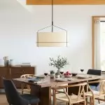 Bravos Rustic White Fabric Drum Pendant Light