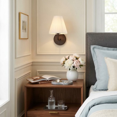 Eoslyn Farmhouse Linen Arc Wall Sconce