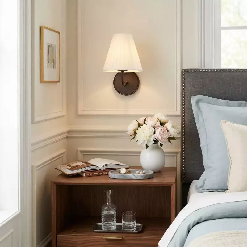 Eoslyn Farmhouse Linen Arc Wall Sconce