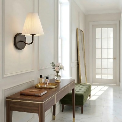 Eoslyn Farmhouse Linen Arc Wall Sconce