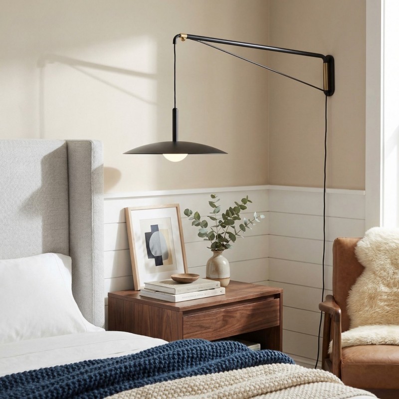 Cruz Minimalist Adjustable Plug-In Wall Sconce