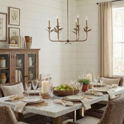 Jocelyn Retro Antique Brass Botanical Forged Iron Chandelier