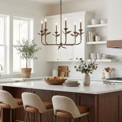 Jocelyn Retro Antique Brass Botanical Forged Iron Chandelier