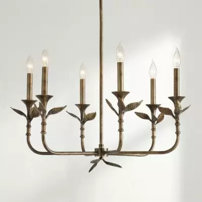 Jocelyn Retro Antique Brass Botanical Forged Iron Chandelier
