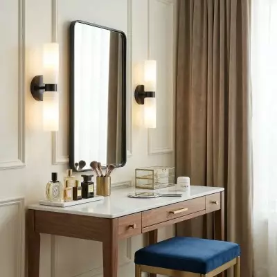 Sinclair Minimalist Glass Double Short Wall Light