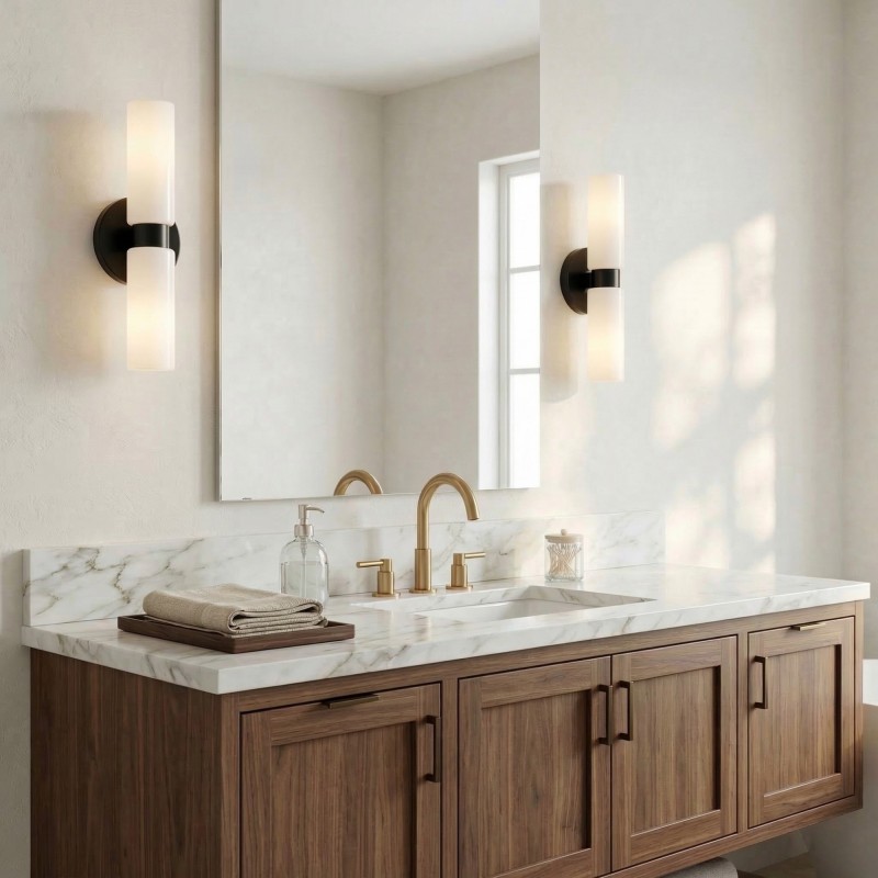 Sinclair Minimalist Glass Double Short Wall Light