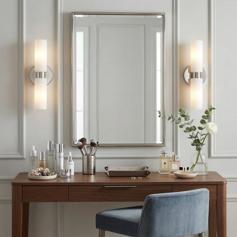 Sinclair Minimalist Glass Double Short Wall Light