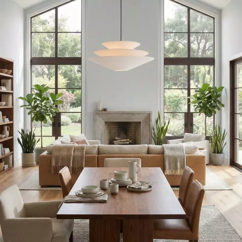 Orabella Scandinavian Tiered Linen Cone Pendant Light