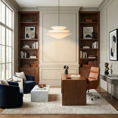 Orabella Scandinavian Tiered Linen Cone Pendant Light