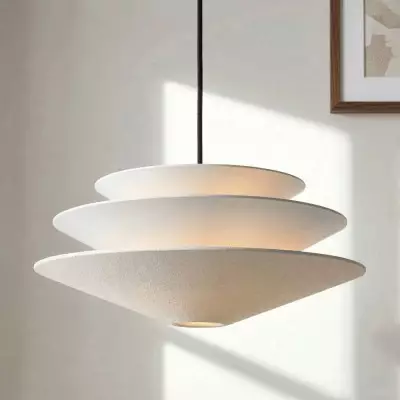 Orabella Scandinavian Tiered Linen Cone Pendant Light