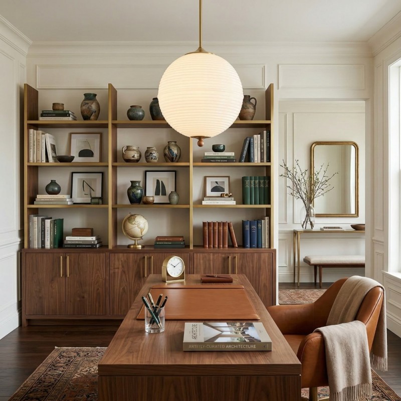 Xan Retro White Globe Ribbed Glass Pendant Light