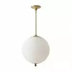 Xan Retro White Globe Ribbed Glass Pendant Light