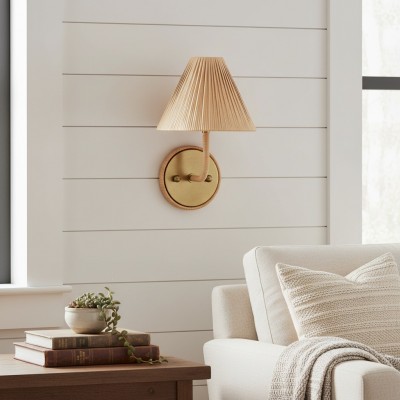 Calmyn Natural Woven Rattan Cone Wall Sconce