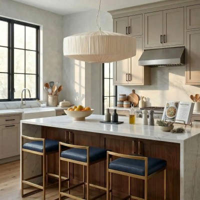 Vyrinth  Modern Raw Silk Gathered Drum Pendant