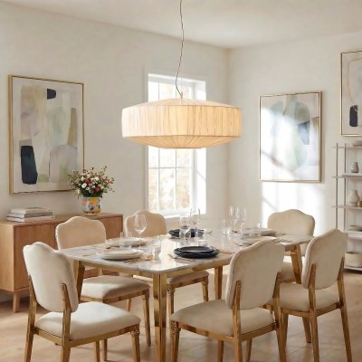 Vyrinth  Modern Raw Silk Gathered Drum Pendant