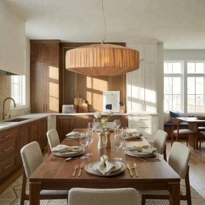 Vyrinth  Modern Raw Silk Gathered Drum Pendant