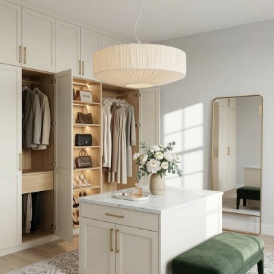 Vyrinth  Modern Raw Silk Gathered Drum Pendant